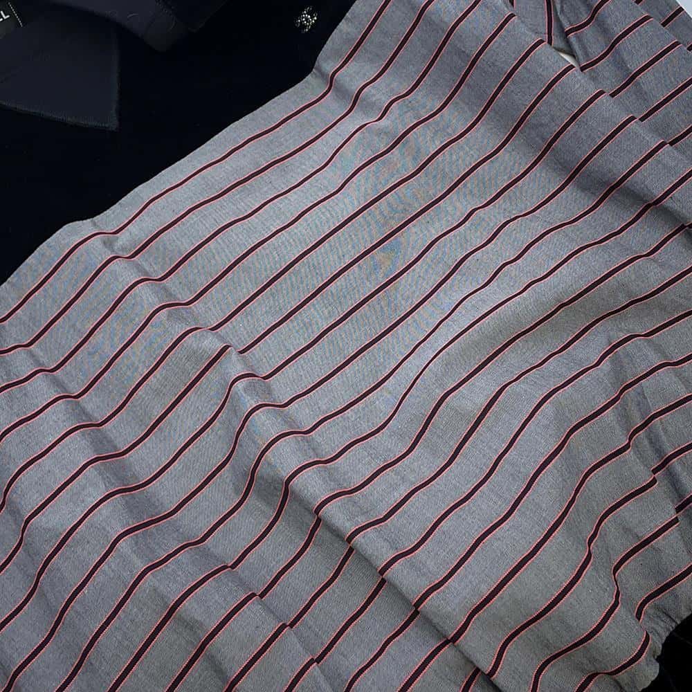 CHANEL Striped CC Logo sweatshirt Size 36 Black/Gray/RedP73405 Cotton96% Polyester4% Rhinestone