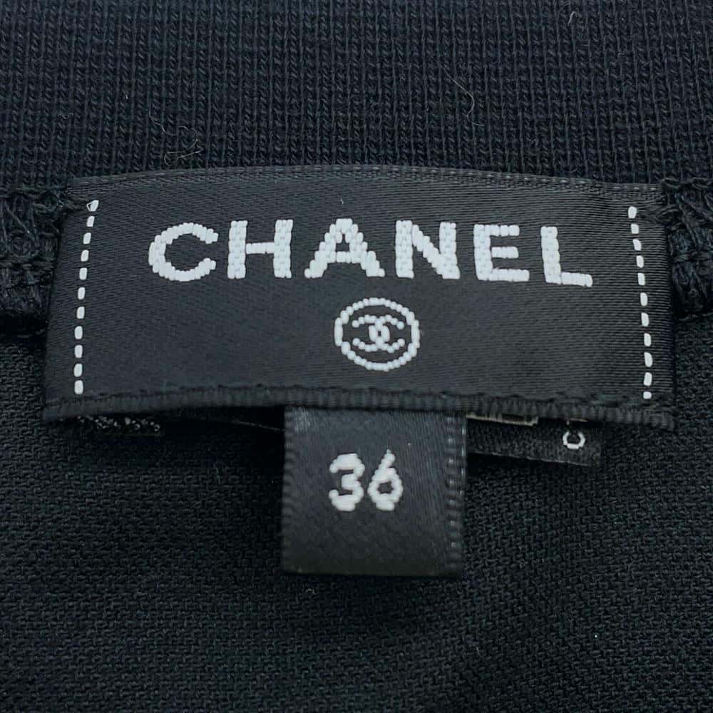 CHANEL Striped CC Logo sweatshirt Size 36 Black/Gray/RedP73405 Cotton96% Polyester4% Rhinestone