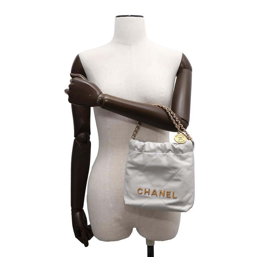 CHANEL CHANEL 22Bag GrayAS3980 Shiny Calf Leather Size Mini