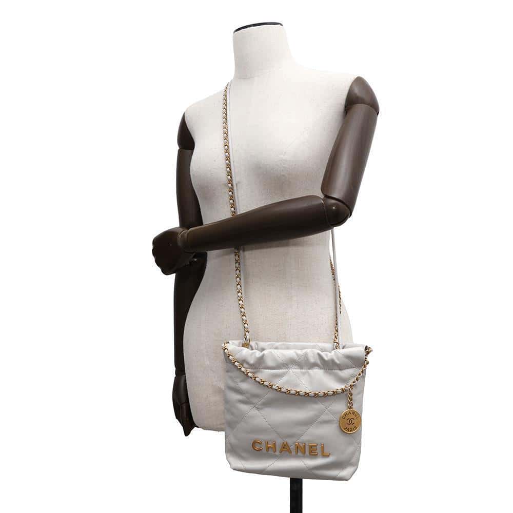 CHANEL CHANEL 22Bag GrayAS3980 Shiny Calf Leather Size Mini
