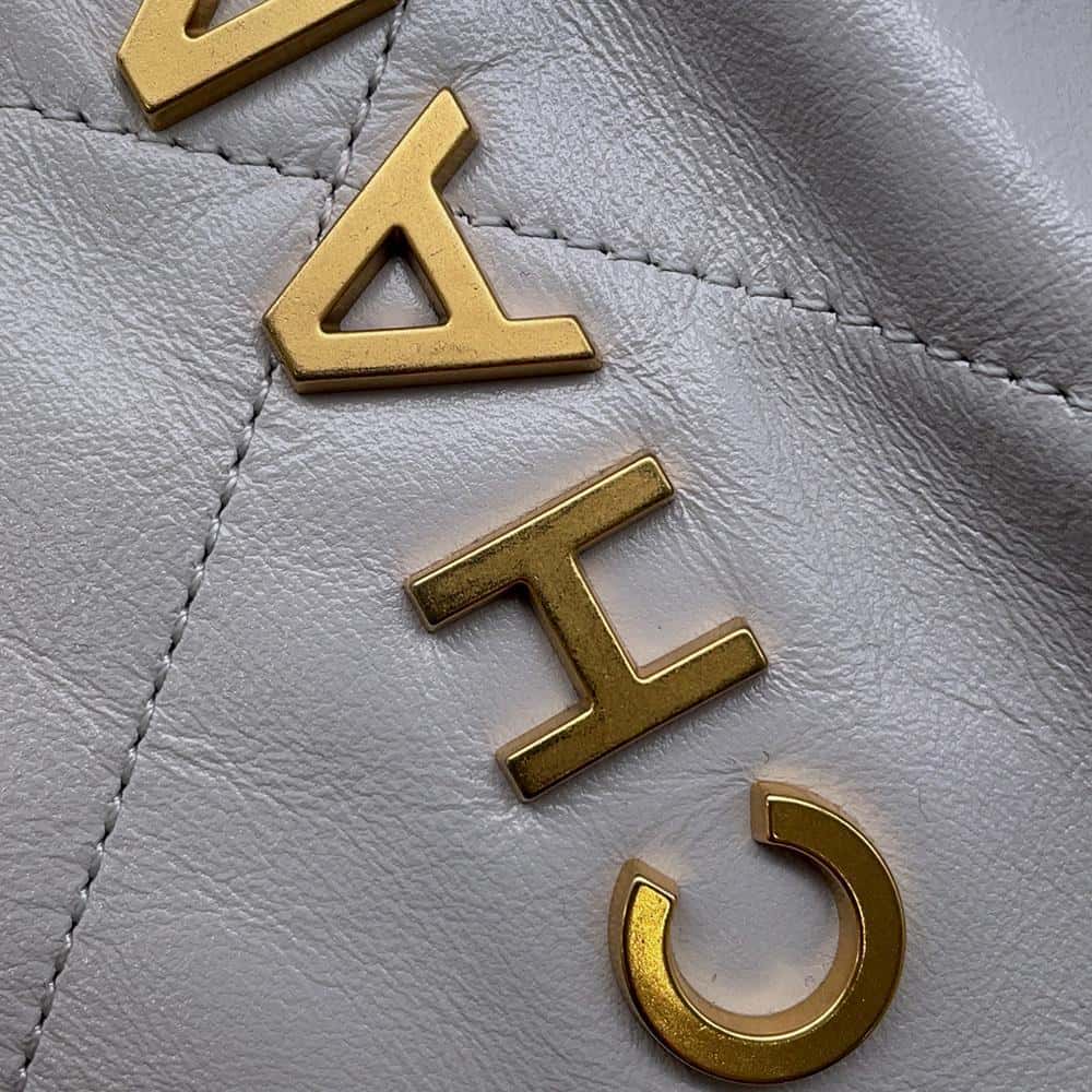 CHANEL CHANEL 22Bag GrayAS3980 Shiny Calf Leather Size Mini
