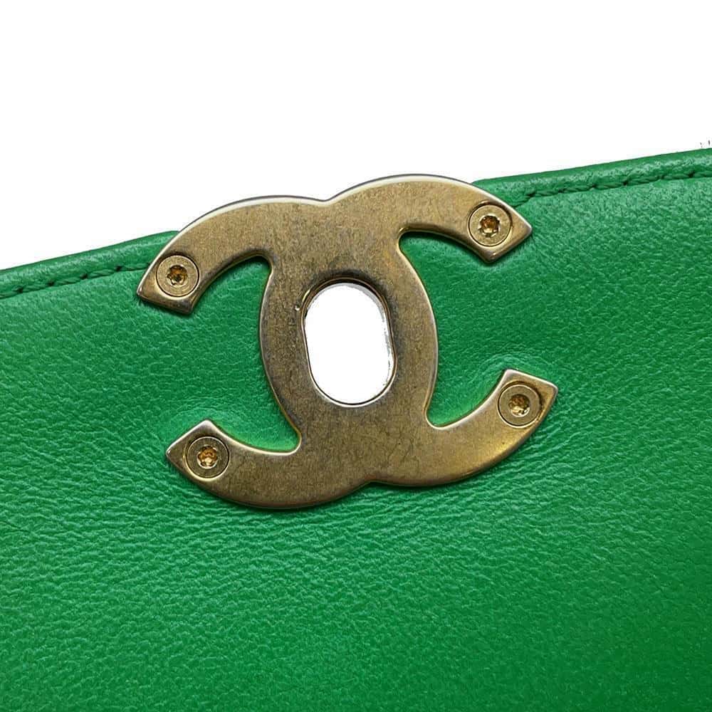 CHANEL Matelasse Top Handle 2WAY Green Lambskin