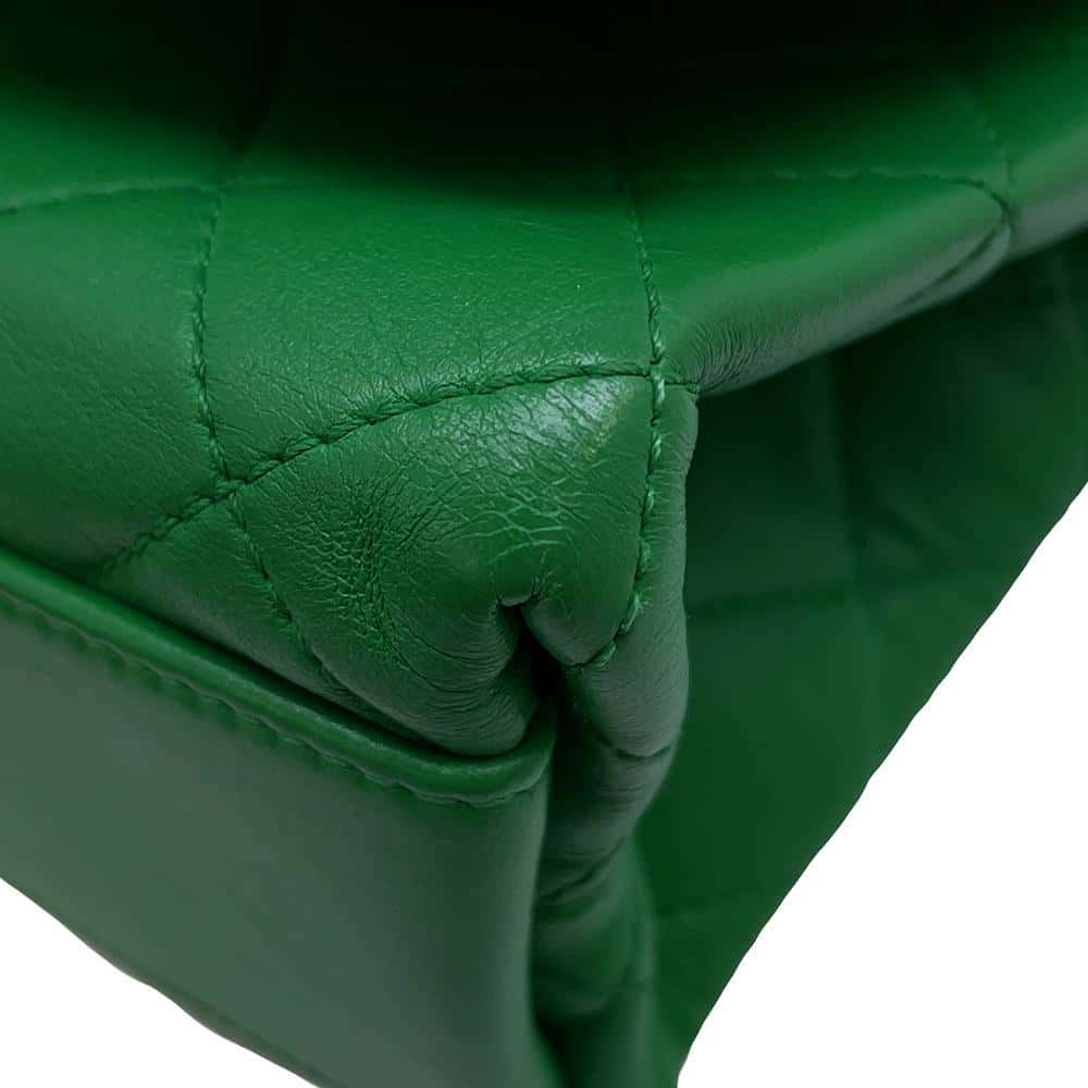 CHANEL Matelasse Top Handle 2WAY Green Lambskin