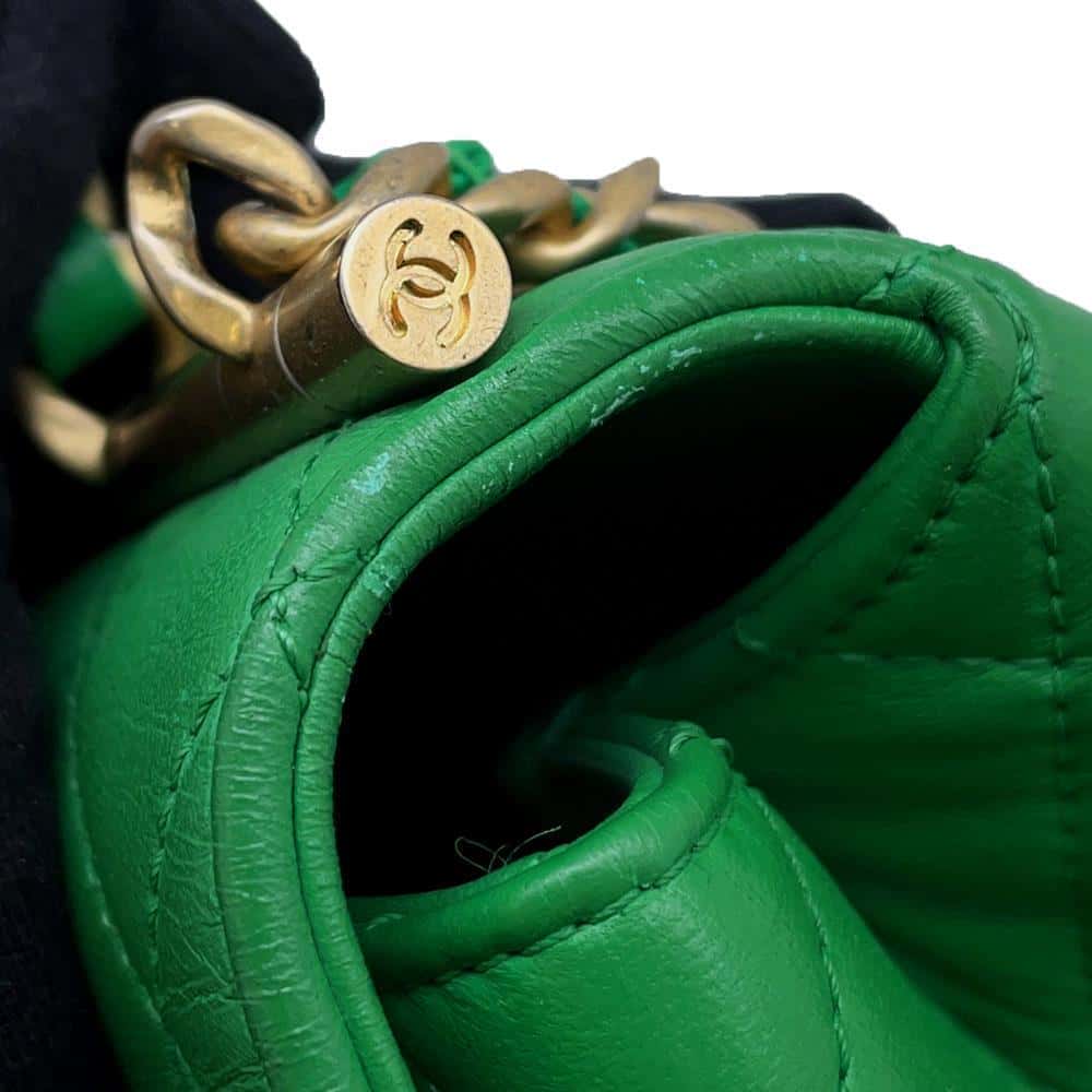 CHANEL Matelasse Top Handle 2WAY Green Lambskin