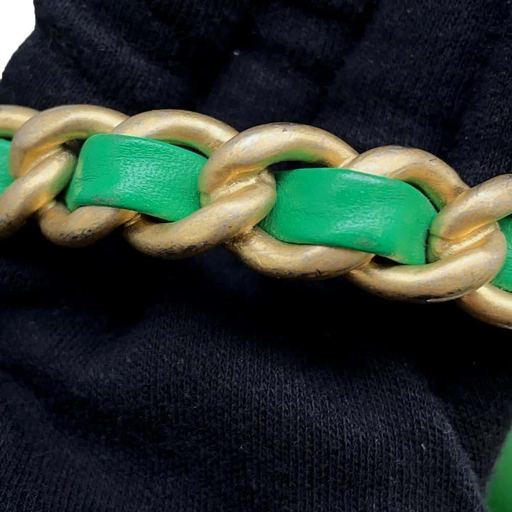 CHANEL Matelasse Top Handle 2WAY Green Lambskin