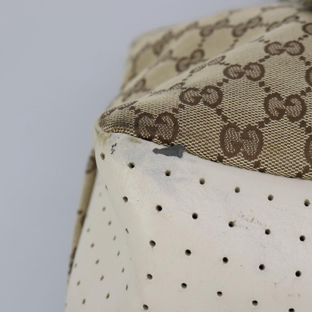 GUCCI GG Canvas Tote Bag Beige Silver 145971 100260