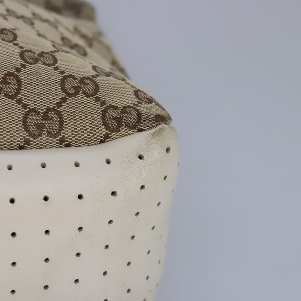 GUCCI GG Canvas Tote Bag Beige Silver 145971 100260