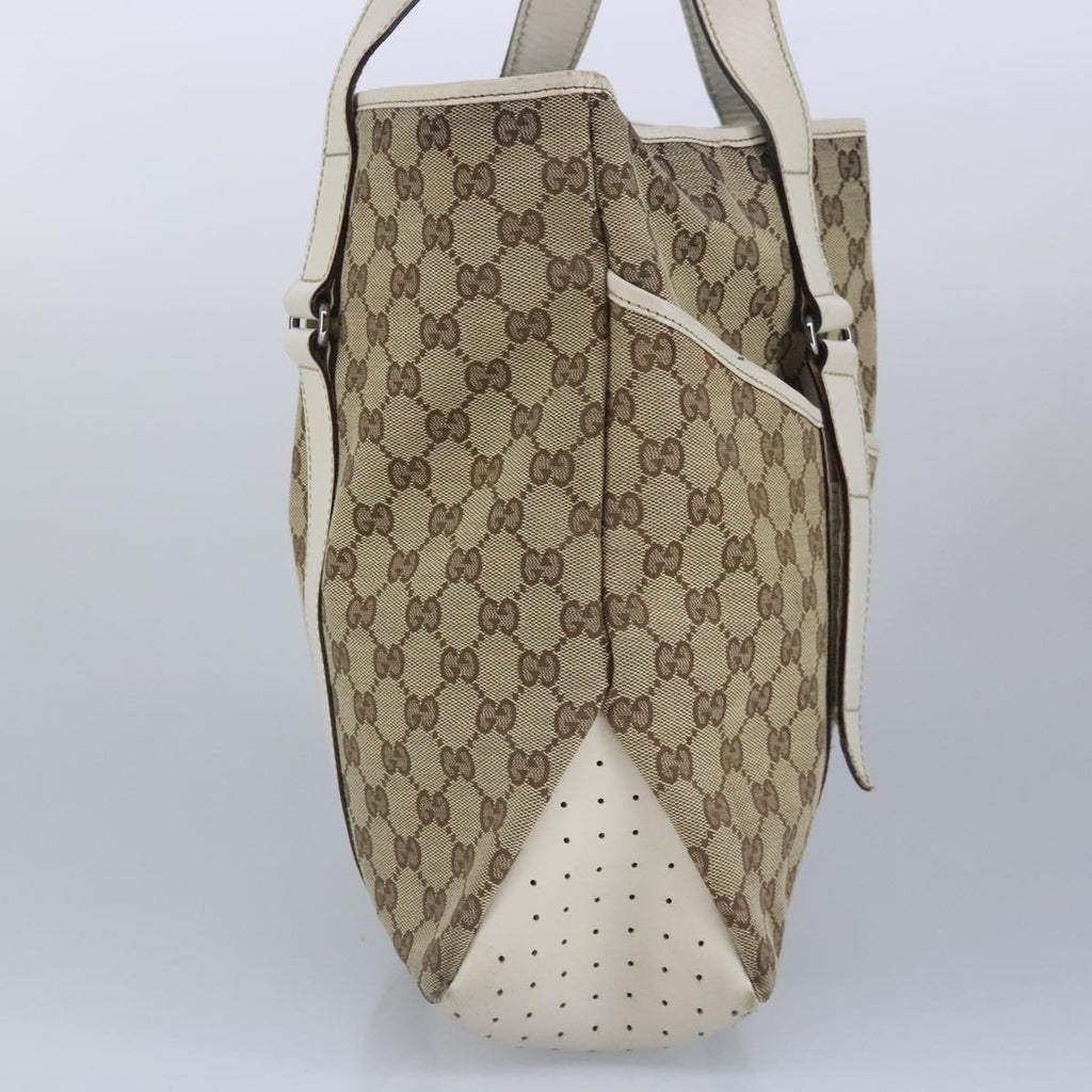 GUCCI GG Canvas Tote Bag Beige Silver 145971 100260