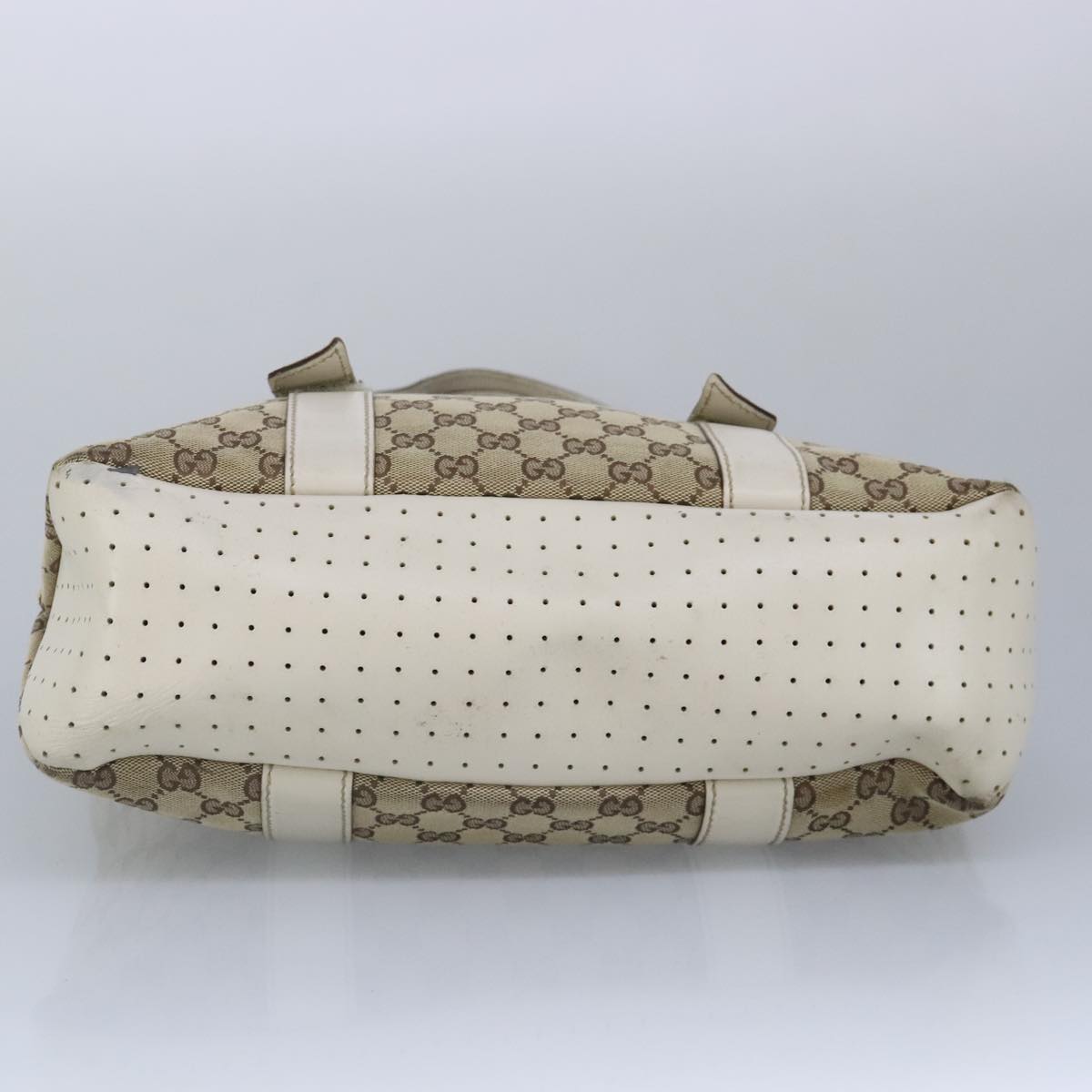 GUCCI GG Canvas Tote Bag Beige Silver 145971 100260