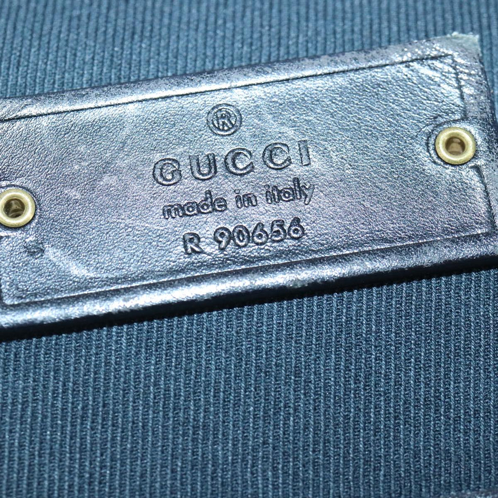 GUCCI Sherry Line Shoulder Bag Canvas Black Gold Brown 90656 100264