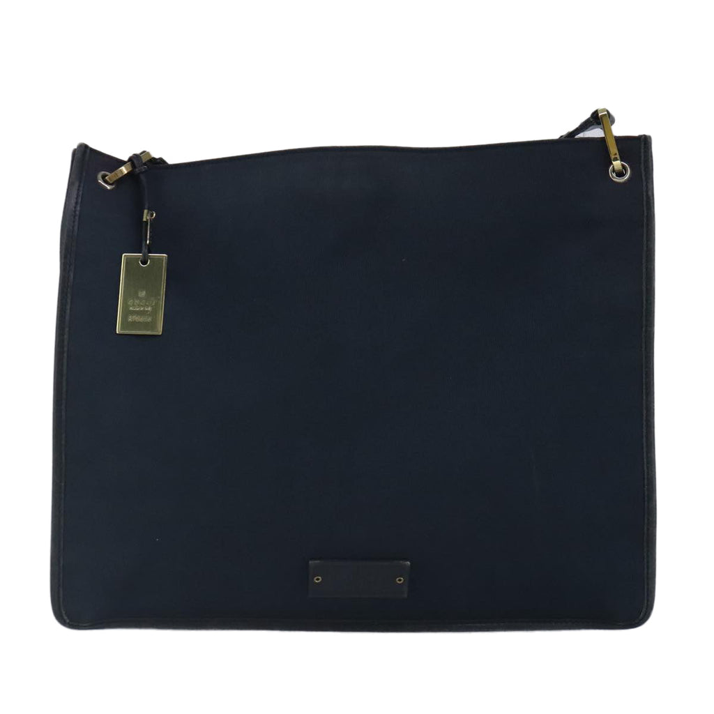 GUCCI Sherry Line Shoulder Bag Canvas Black Gold Brown 90656 100264