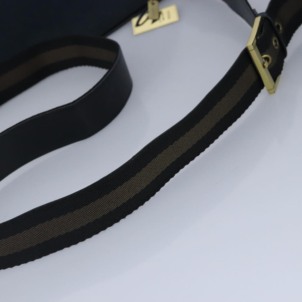 GUCCI Sherry Line Shoulder Bag Canvas Black Gold Brown 90656 100264