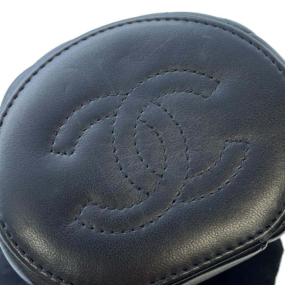 CHANEL Matelasse Top Handle Chain Vanity Black Lambskin