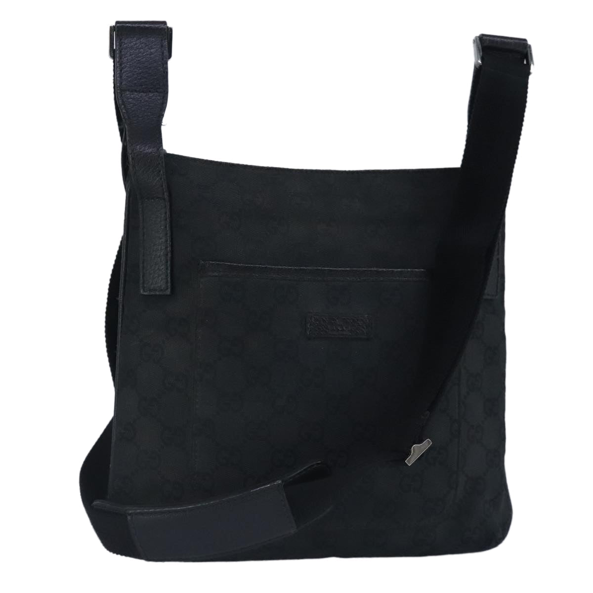 GUCCI GG Canvas Shoulder Bag Black Silver 122793 100274