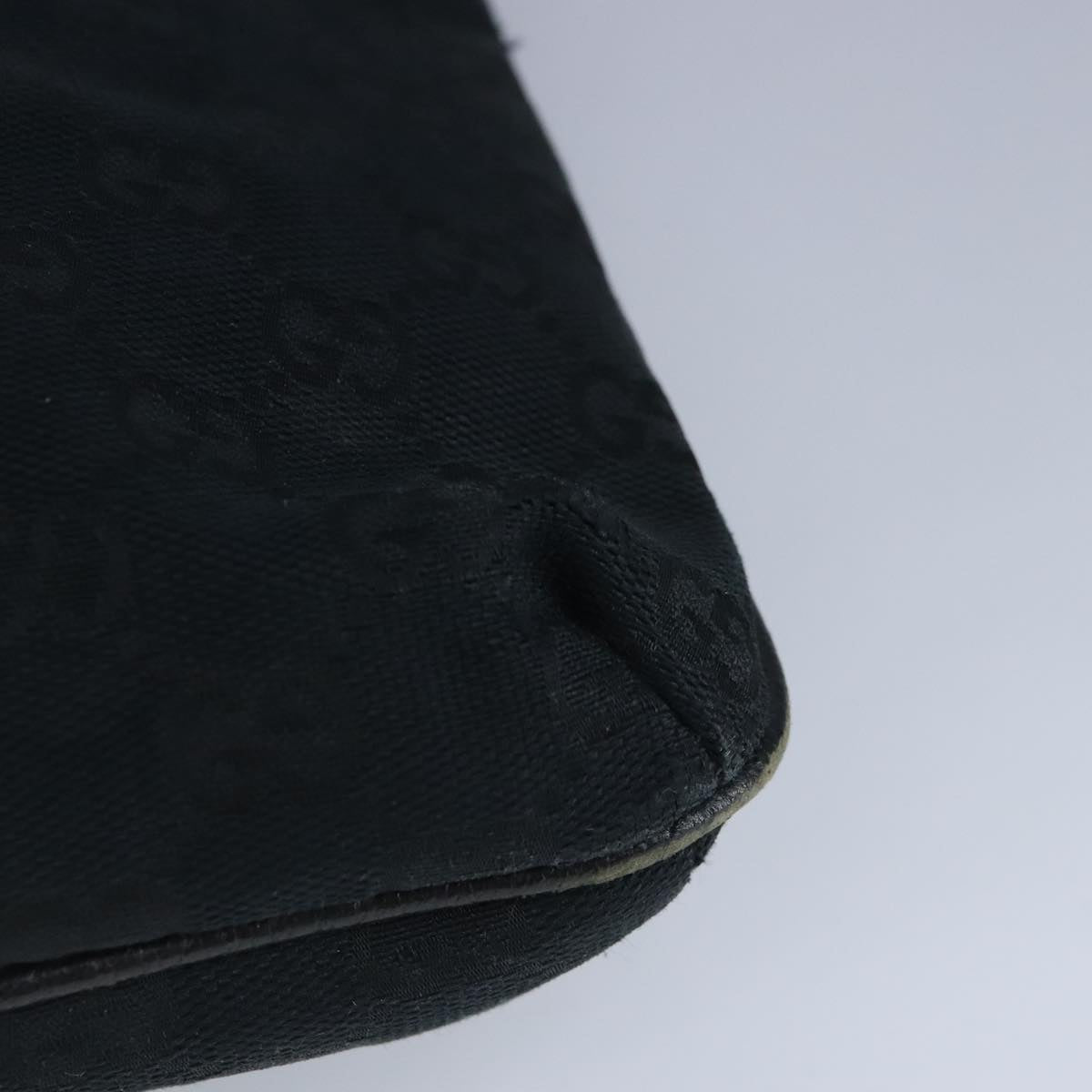 GUCCI GG Canvas Shoulder Bag Black Silver 122793 100274