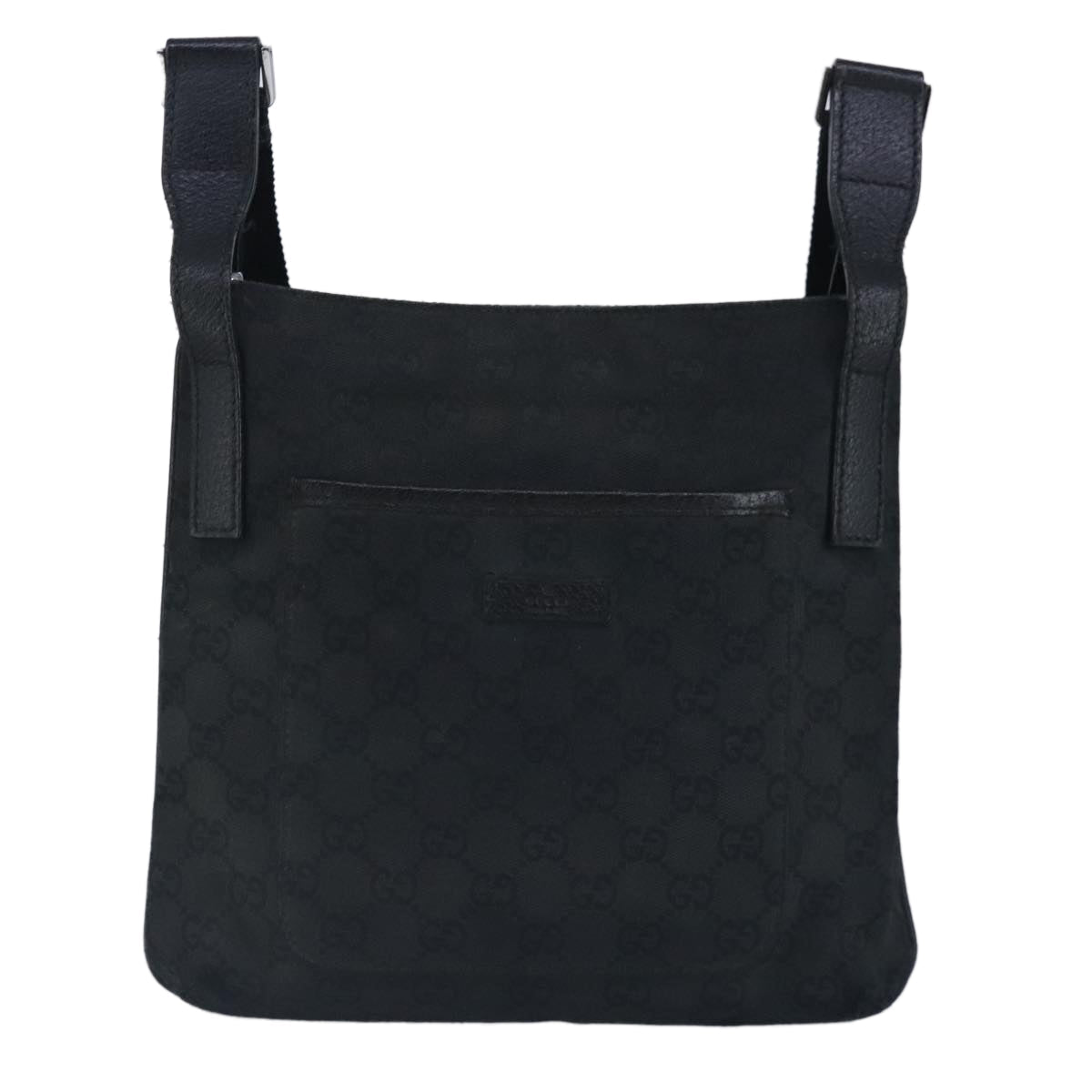 GUCCI GG Canvas Shoulder Bag Black Silver 122793 100274