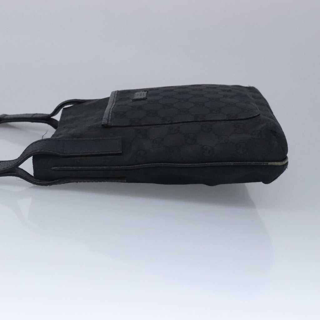 GUCCI GG Canvas Shoulder Bag Black Silver 122793 100274