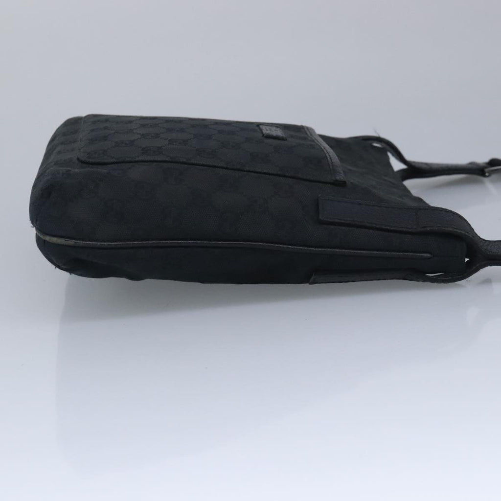 GUCCI GG Canvas Shoulder Bag Black Silver 122793 100274