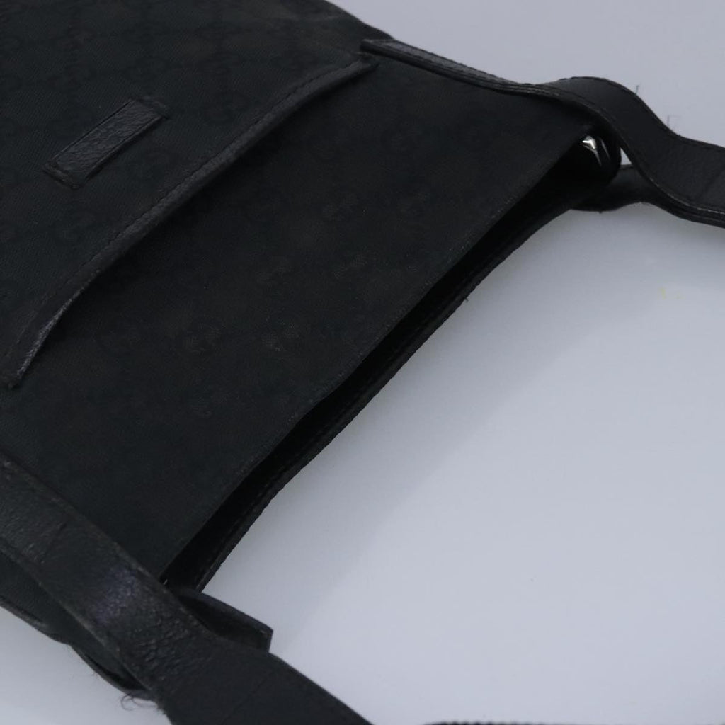 GUCCI GG Canvas Shoulder Bag Black Silver 122793 100274