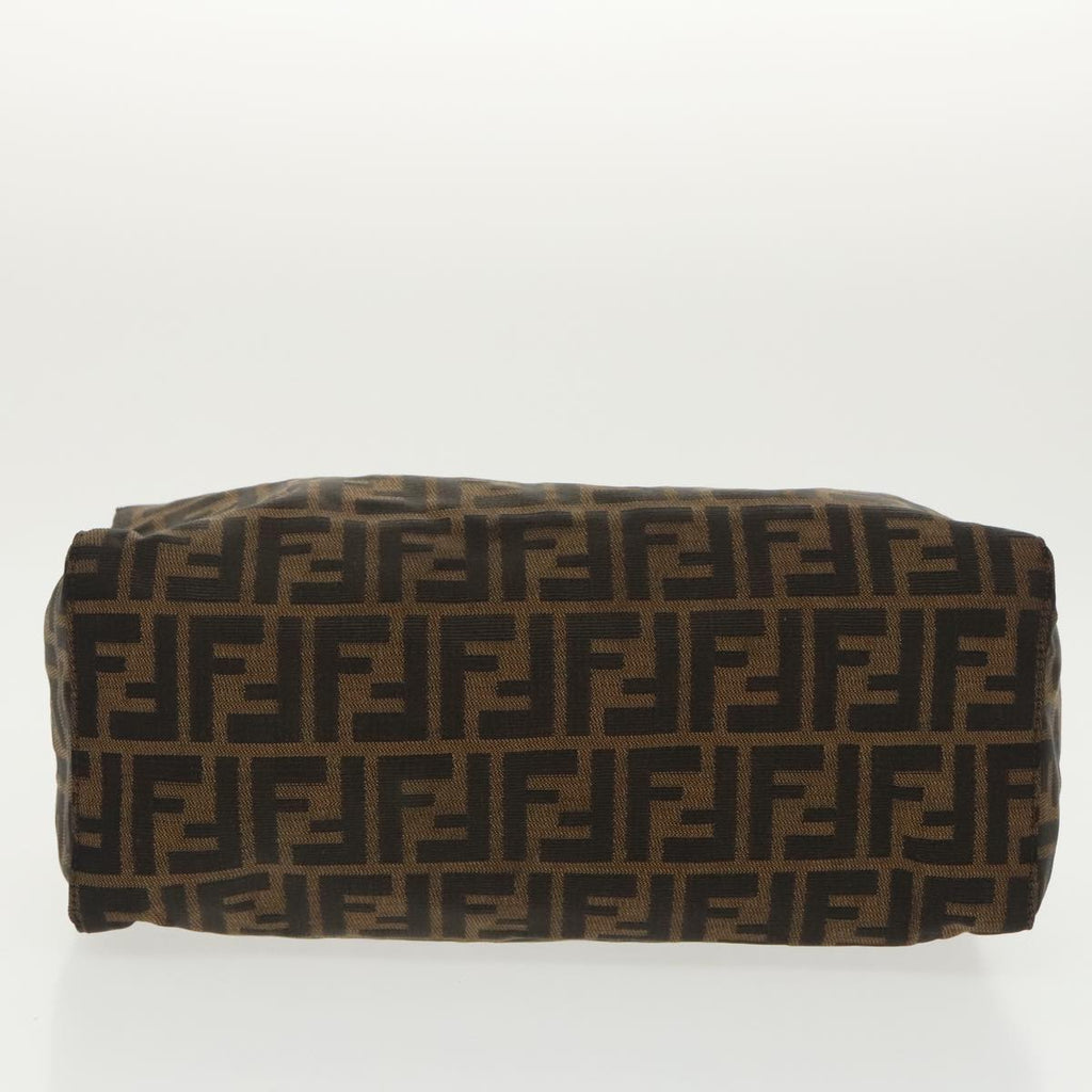 FENDI Zucca Canvas Mamma Baguette Shoulder Bag Brown Black Silver 100278