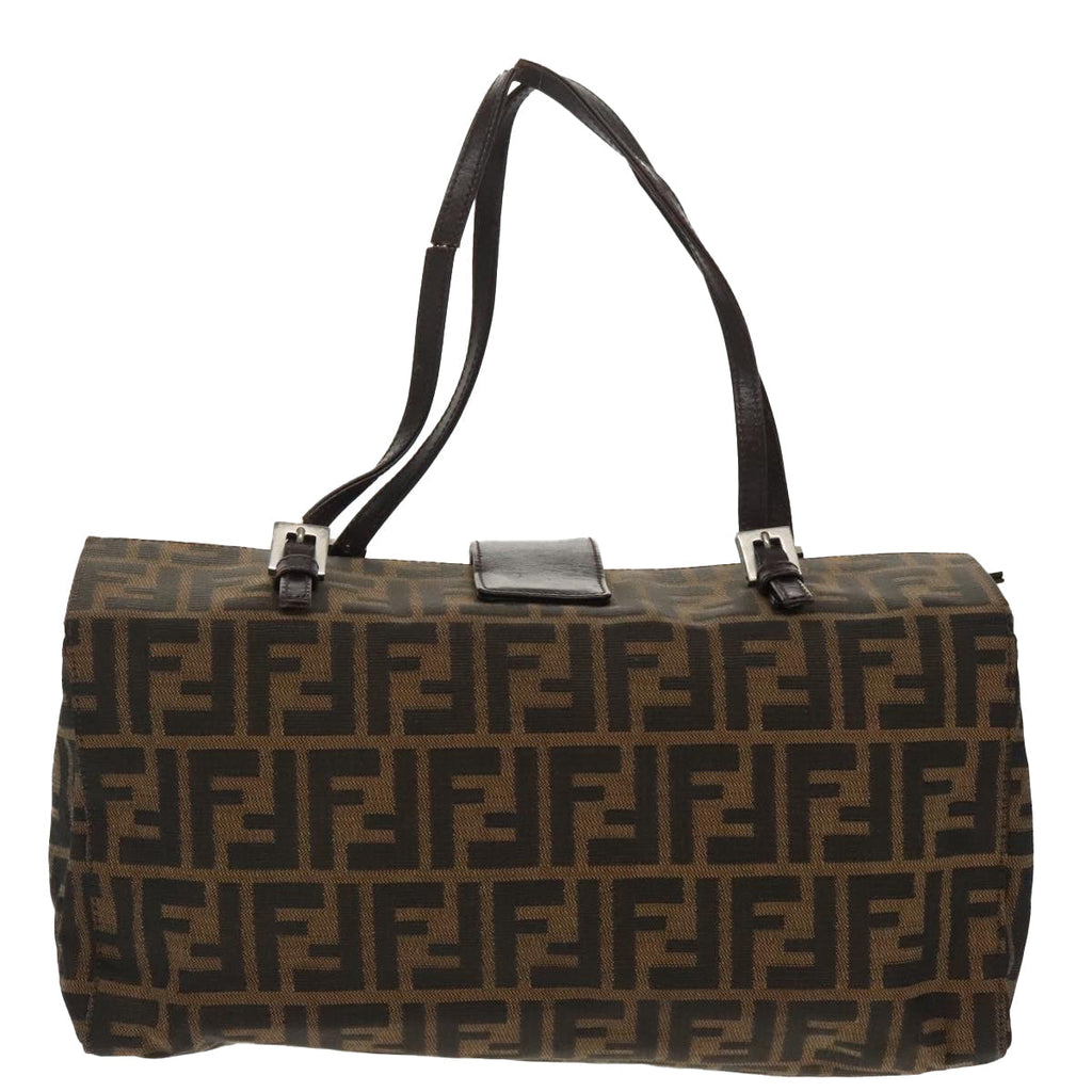 FENDI Zucca Canvas Mamma Baguette Shoulder Bag Brown Black Silver 100278