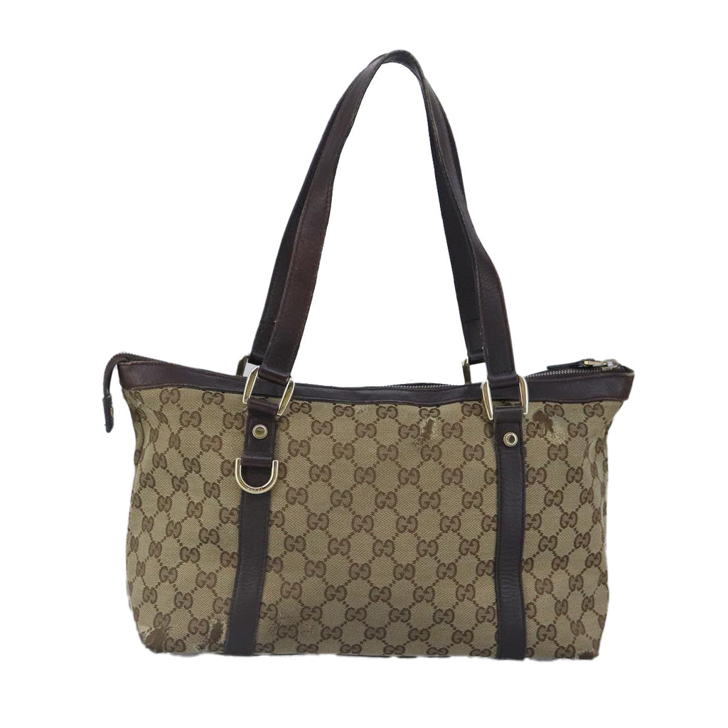 GUCCI GG Canvas Tote Bag Beige Gold 141470 100283