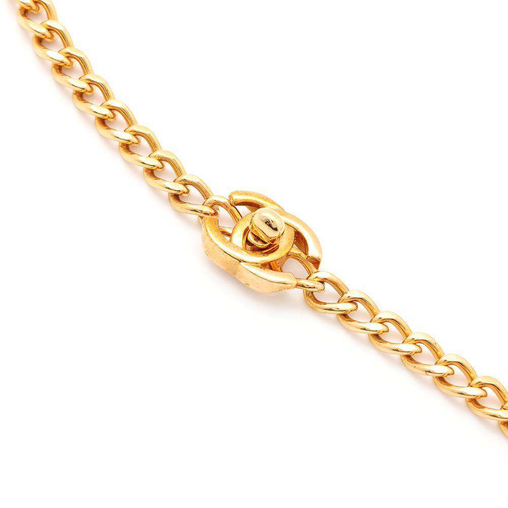 CHANEL CC Logo Turnlock Choker Gold Metal