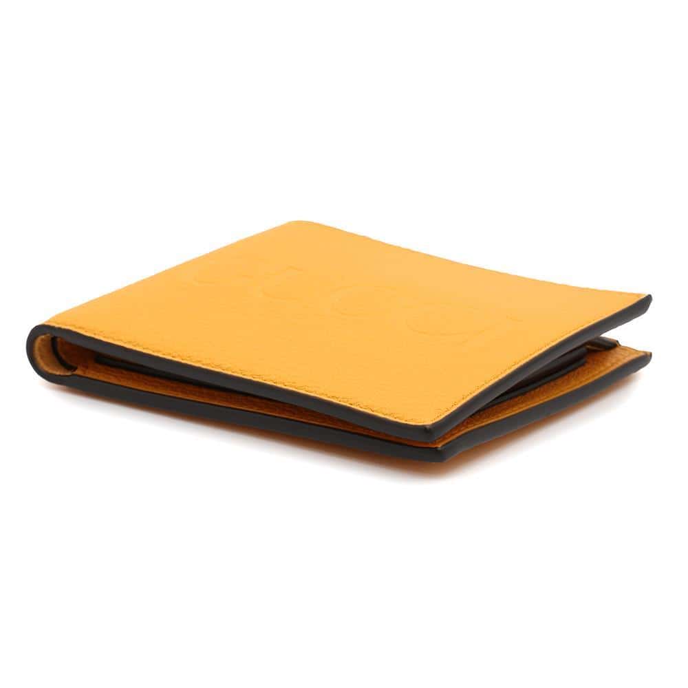 GUCCI Embossed Logo Bifold Wallet Yellow658681 Leather