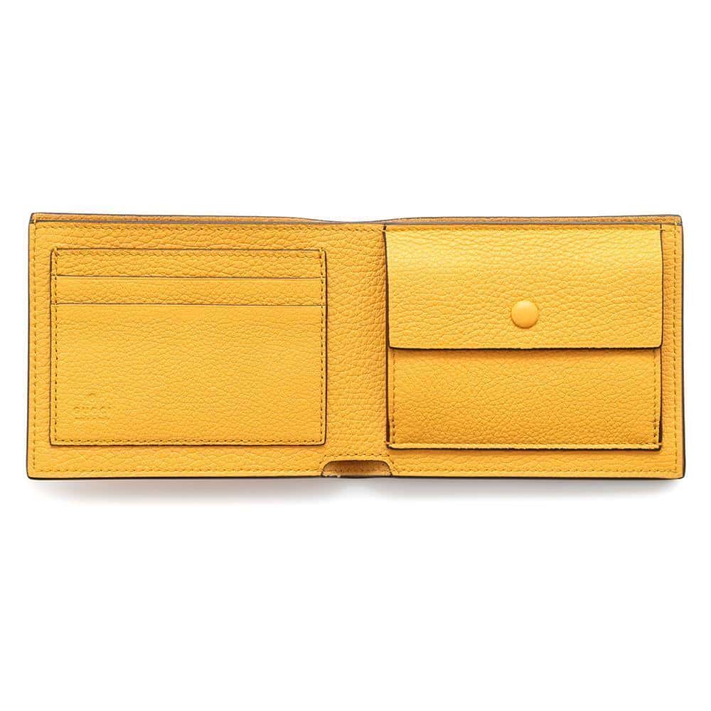GUCCI Embossed Logo Bifold Wallet Yellow658681 Leather