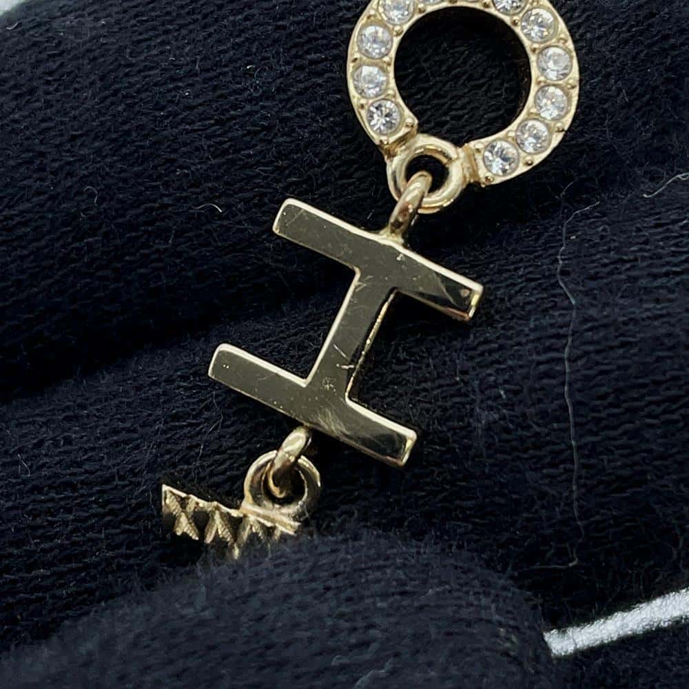 CHANEL Logo Rhinestone Chain Bracelet GoldAB7492 Metal