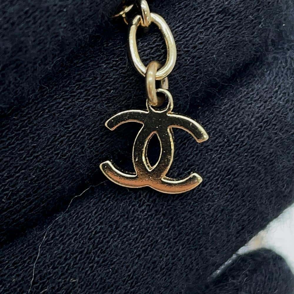 CHANEL Logo Rhinestone Chain Bracelet GoldAB7492 Metal