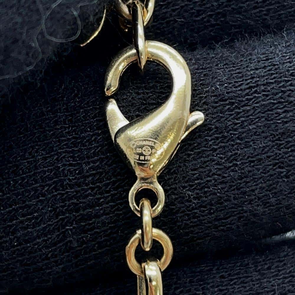 CHANEL Logo Rhinestone Chain Bracelet GoldAB7492 Metal