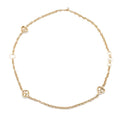 CHANEL CC Logo Heart Motif Chain Long Necklace White/Gold Metal Lacquer