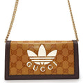 GUCCI GG Supreme Chain Wallet Adidas Collaboration Yellow/Brown621892 PVC/Leather
