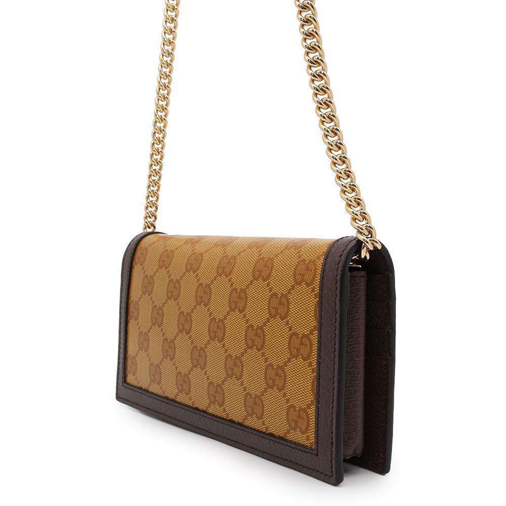 GUCCI GG Supreme Chain Wallet Adidas Collaboration Yellow/Brown621892 PVC/Leather