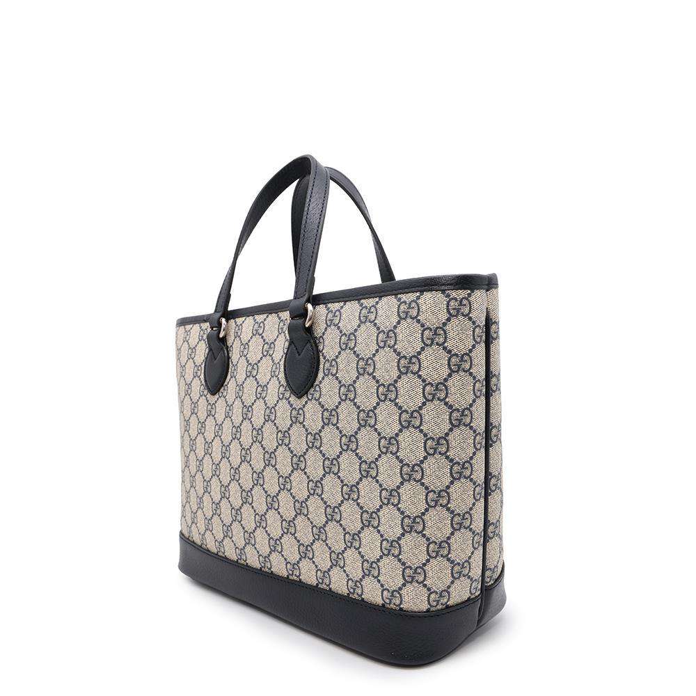 GUCCI Ophidia GG Supreme 2WAY Tote Bag Beige/Blue765043 PVC Leather Size Small