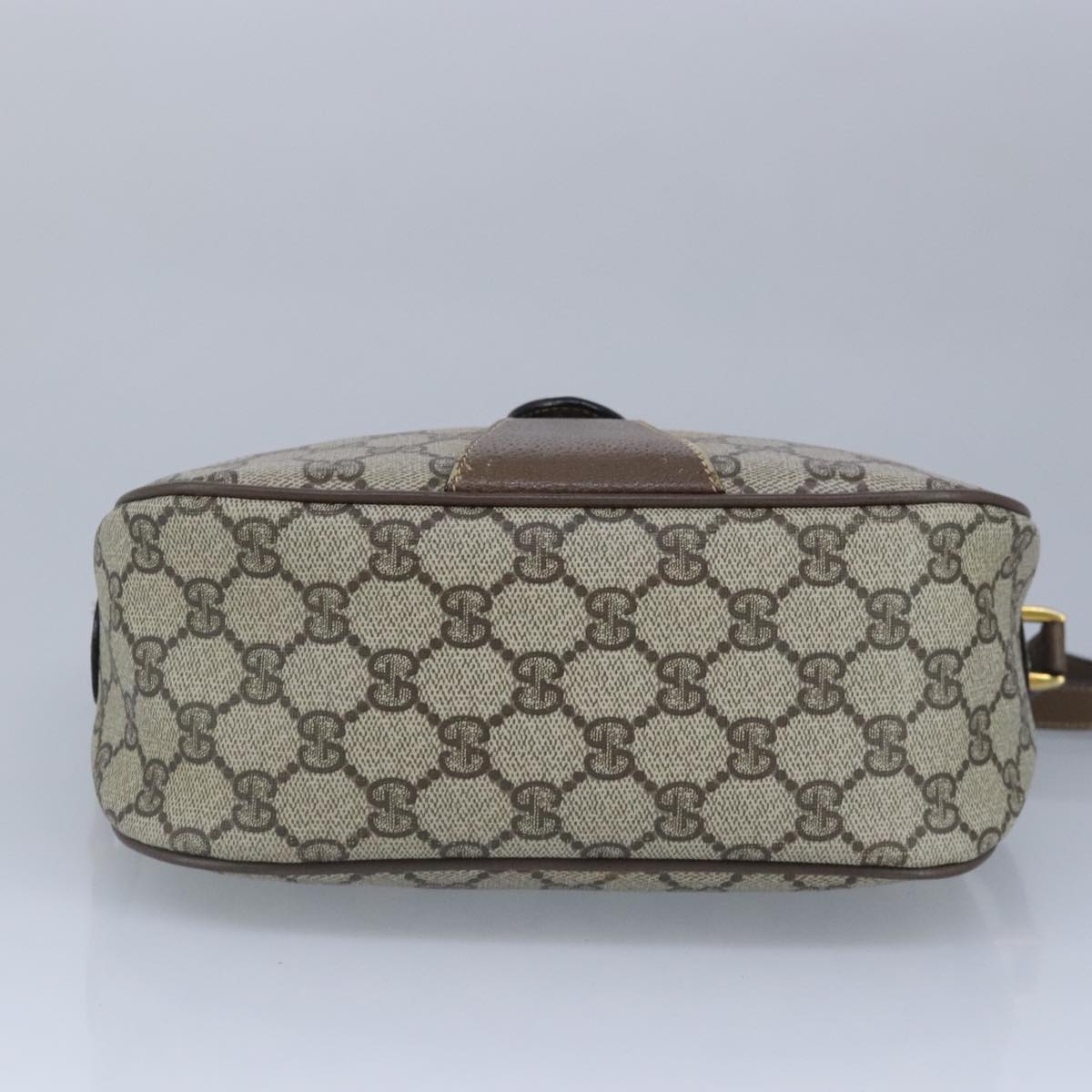GUCCI GG Supreme Web Sherry Line Shoulder Bag PVC Beige Gold 100314