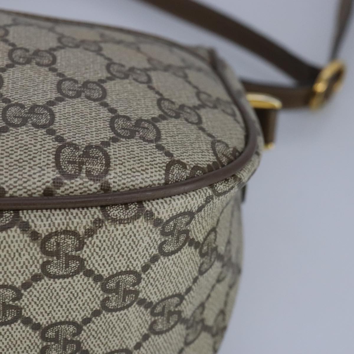 GUCCI GG Supreme Web Sherry Line Shoulder Bag PVC Beige Gold 100314