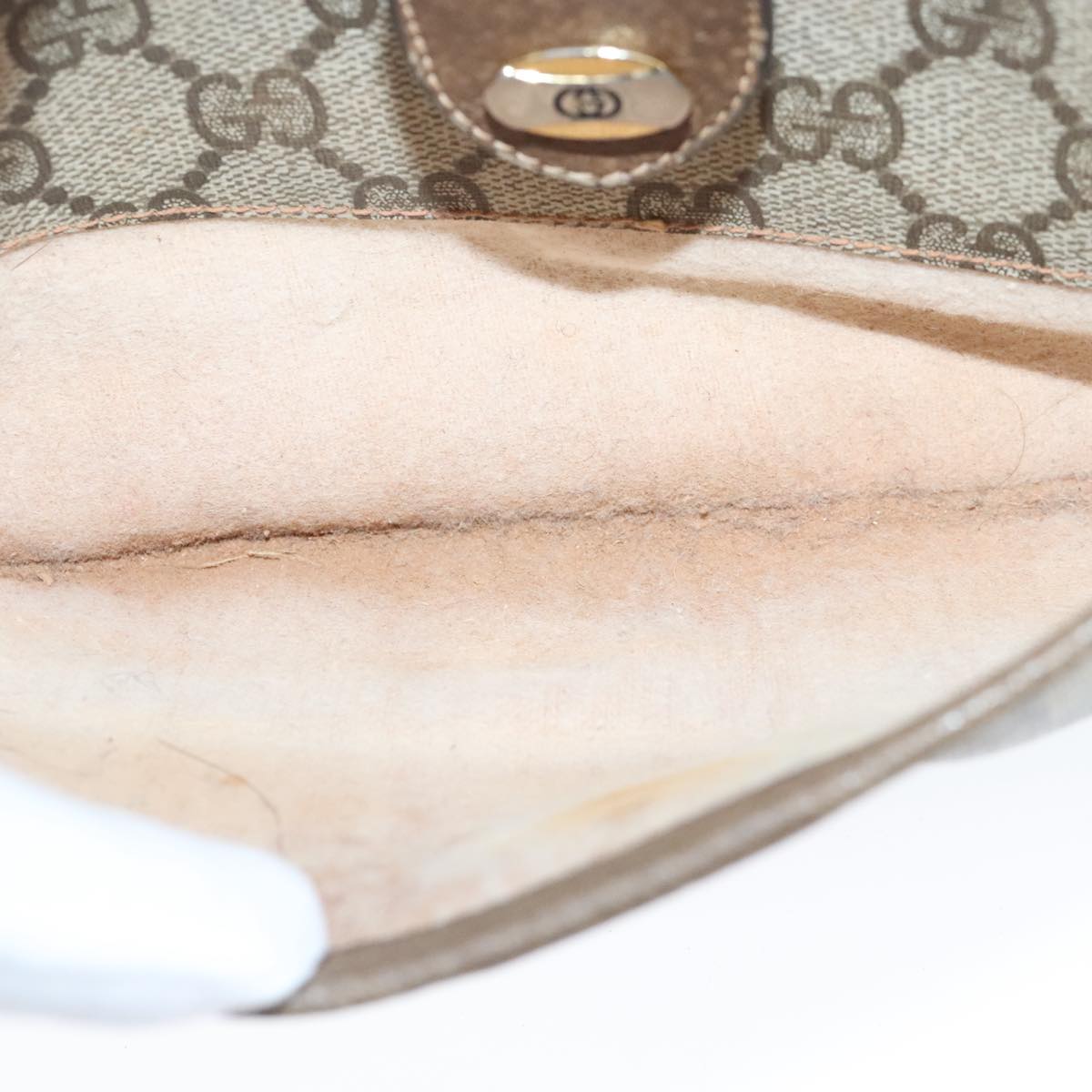 GUCCI GG Supreme Web Sherry Line Shoulder Bag PVC Beige Gold 100314