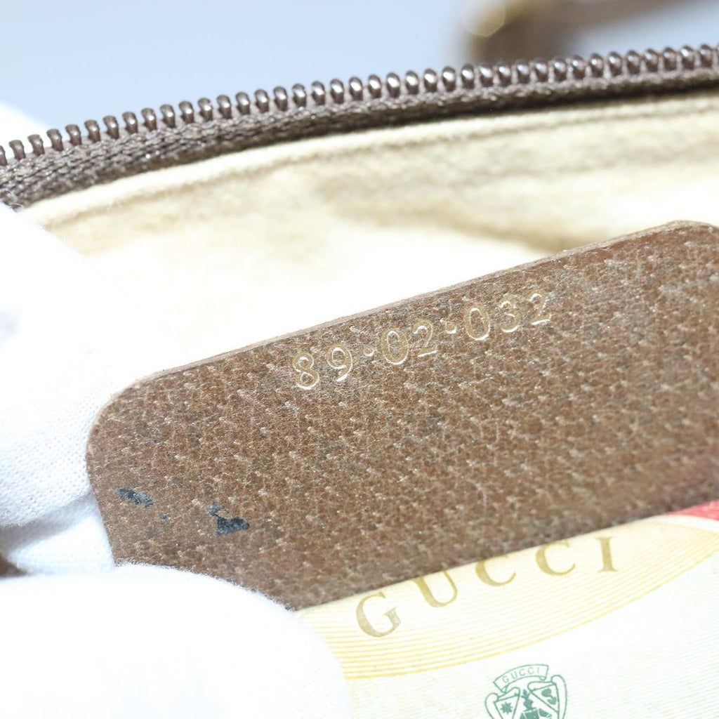GUCCI GG Supreme Web Sherry Line Shoulder Bag PVC Beige Gold 100314