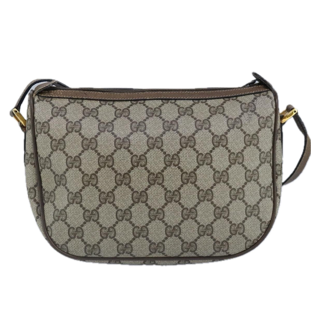 GUCCI GG Supreme Web Sherry Line Shoulder Bag PVC Beige Gold 100314
