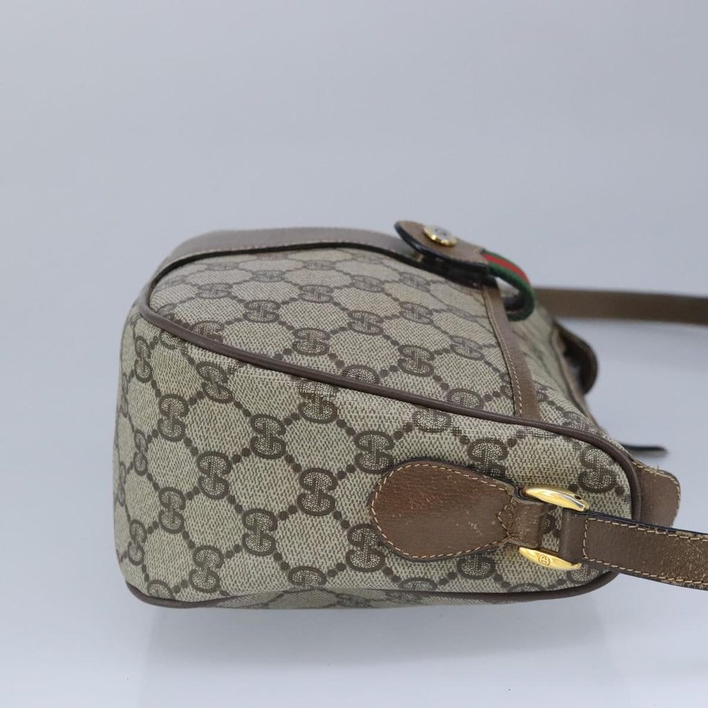 GUCCI GG Supreme Web Sherry Line Shoulder Bag PVC Beige Gold 100314