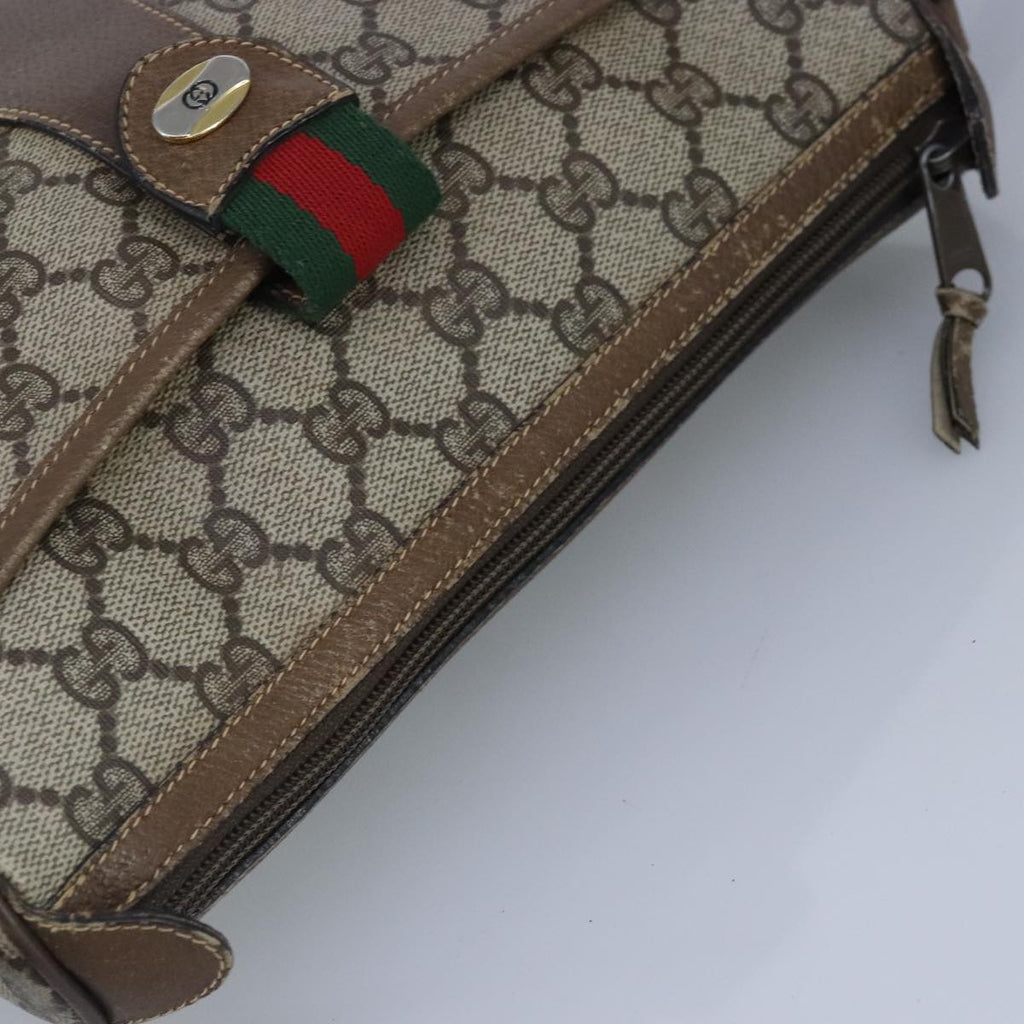 GUCCI GG Supreme Web Sherry Line Shoulder Bag PVC Beige Gold 100314