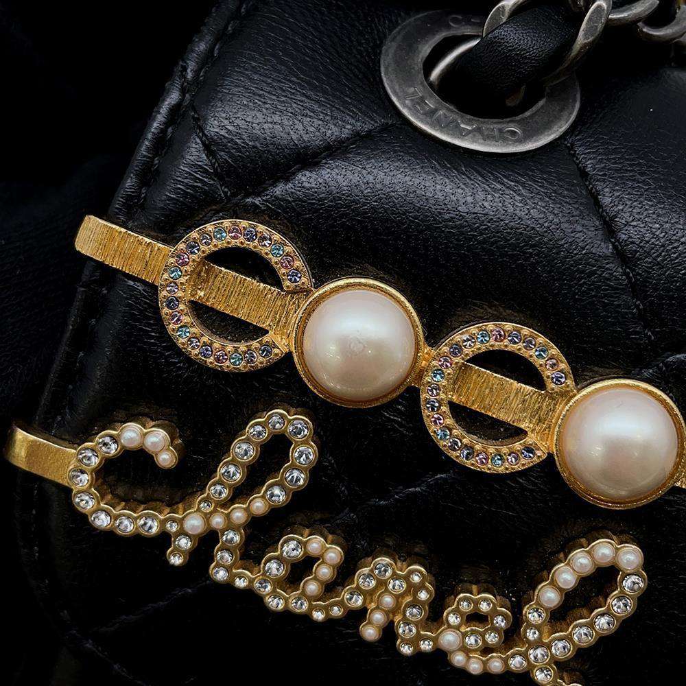 CHANEL Mini Matelasse Clip Coco GX ChainShoulder Bag BlackAS2978 Lambskin Size 18