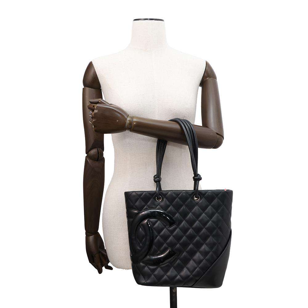 CHANEL Cambon Tote Bag BlackA25167 Leather Patent Leather Size Medium