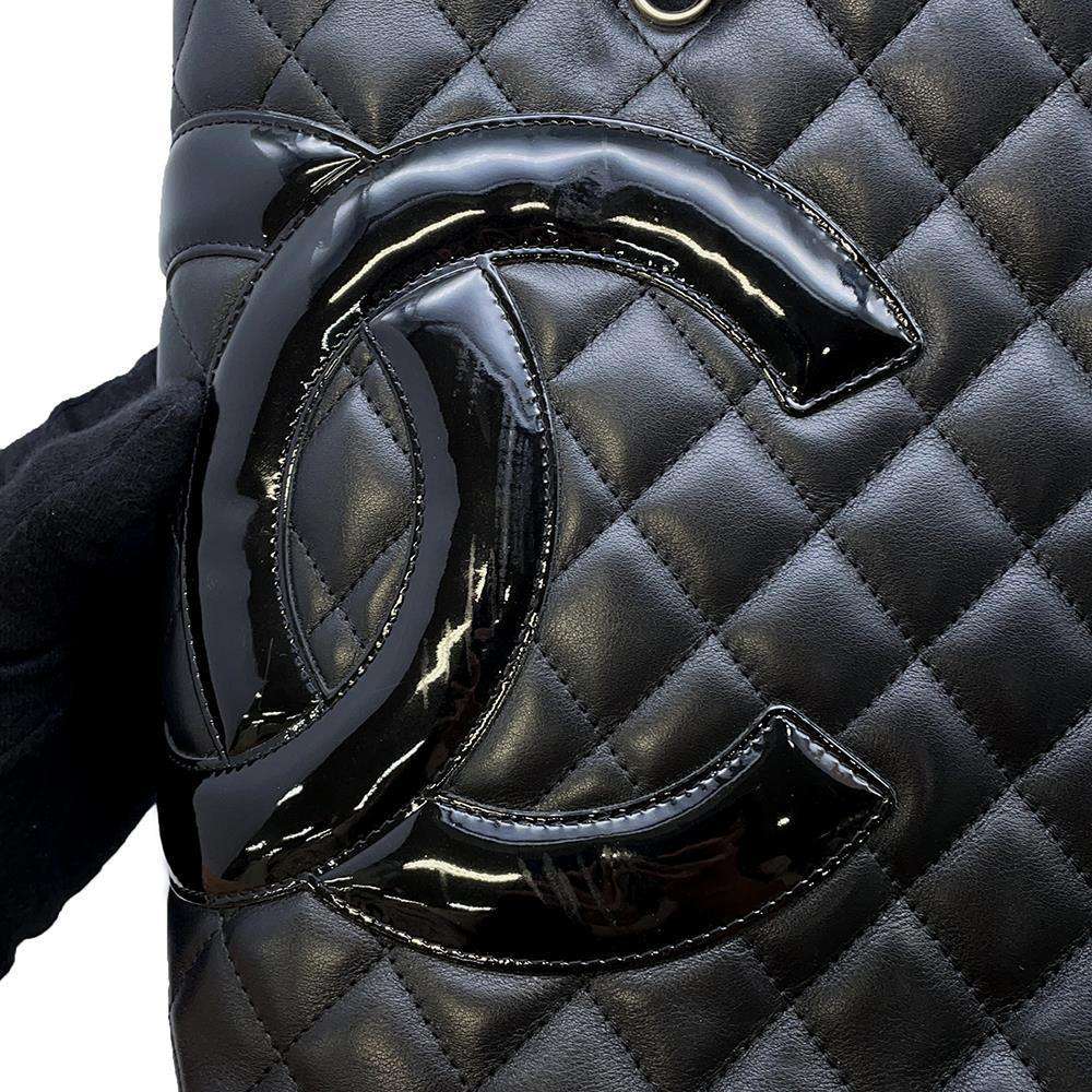 CHANEL Cambon Tote Bag BlackA25167 Leather Patent Leather Size Medium