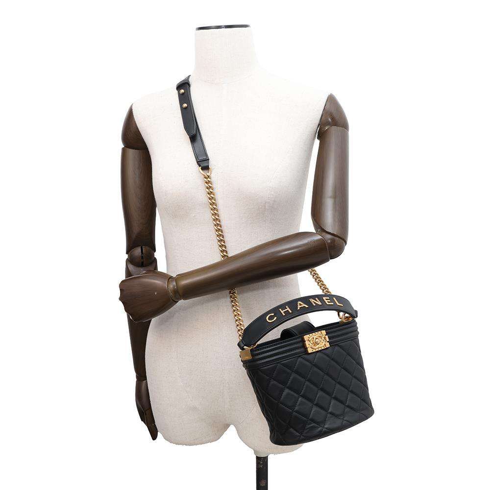 CHANEL Boy Chanel 2WAY Bucket Bag BlackAS2091 Calf Leather