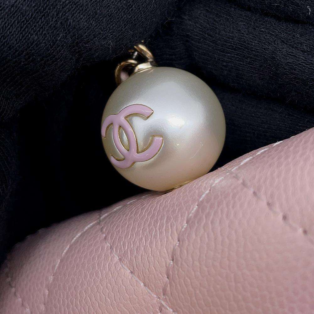 CHANEL Matelasse Chain Flap Coin Purse PinkAP2119 Caviar Leather