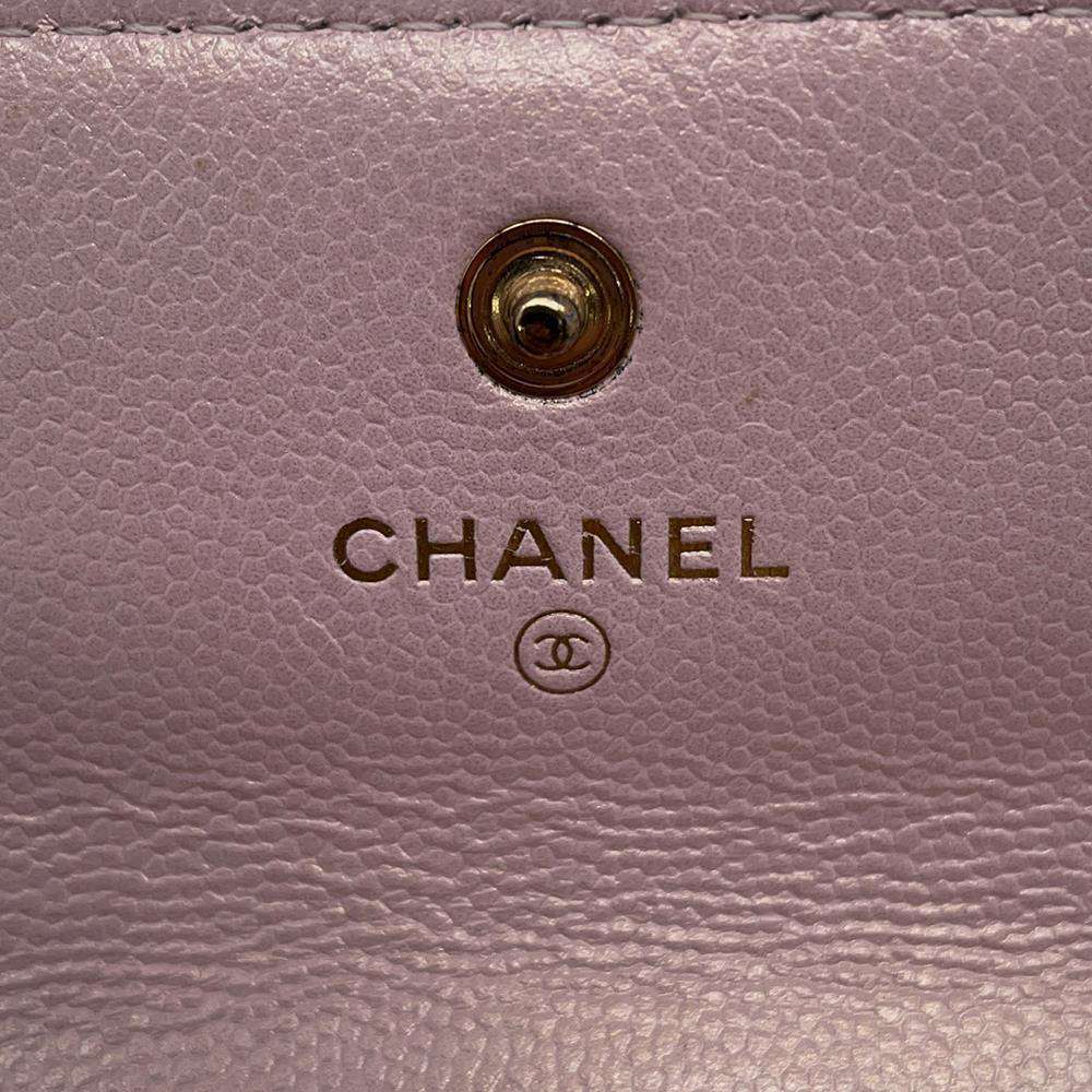 CHANEL Matelasse Chain Flap Coin Purse PinkAP2119 Caviar Leather