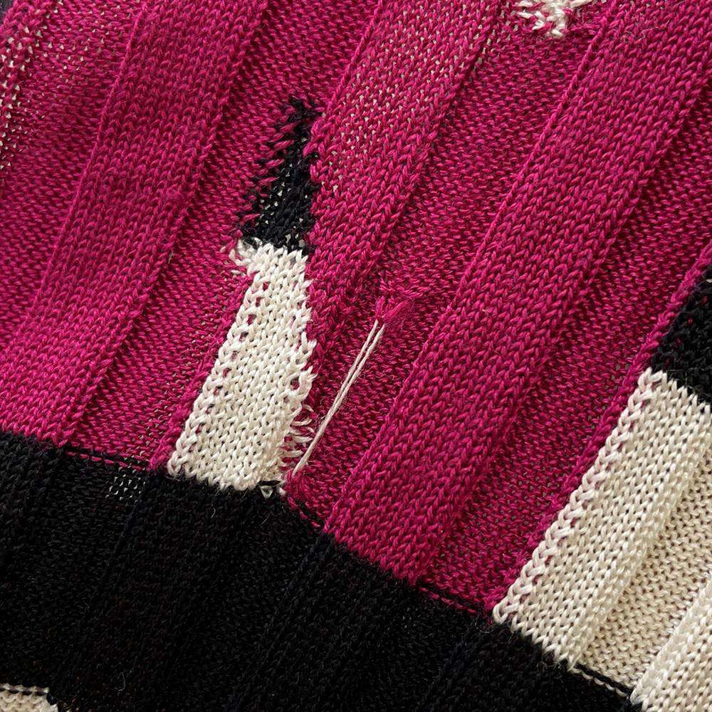CHANEL Knit dress Size 36 White/BlackP60636 Silk84% Elastine16%